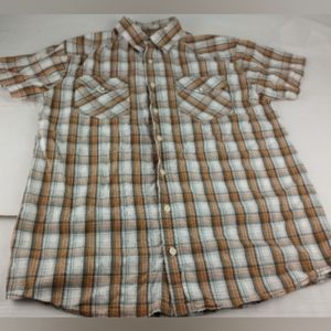 Mossimo Plaid Short sleeve Shirt, Pearl Snap button,Boys Size XL 16/18